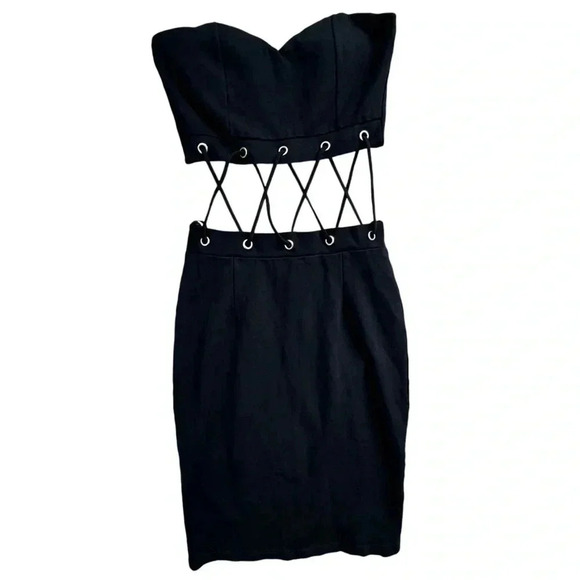 Papaya Dresses & Skirts - Black Mini Cut Out Detail Dress Tub Top Fitted Skirt bodycon, Sexy, Medium